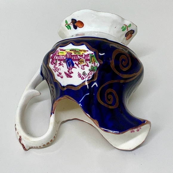 1830s Vintage Gaudy Welsh CHINOISSERIE Pattern Lustre Staffordshire Creamer Jug - Picture 15 of 16